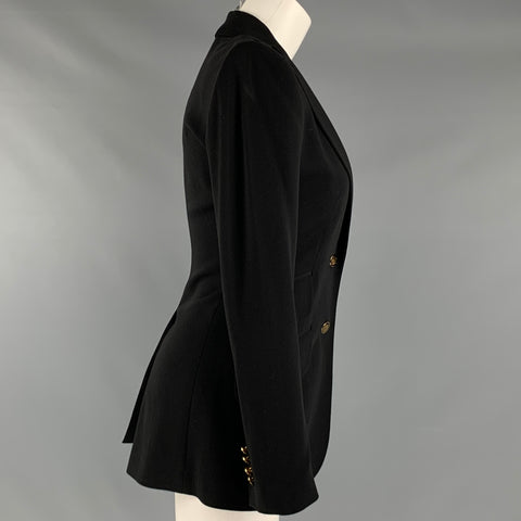 DOLCE &amp; GABBANA Taille 2 Blazer à simple boutonnage en laine noire mélangée