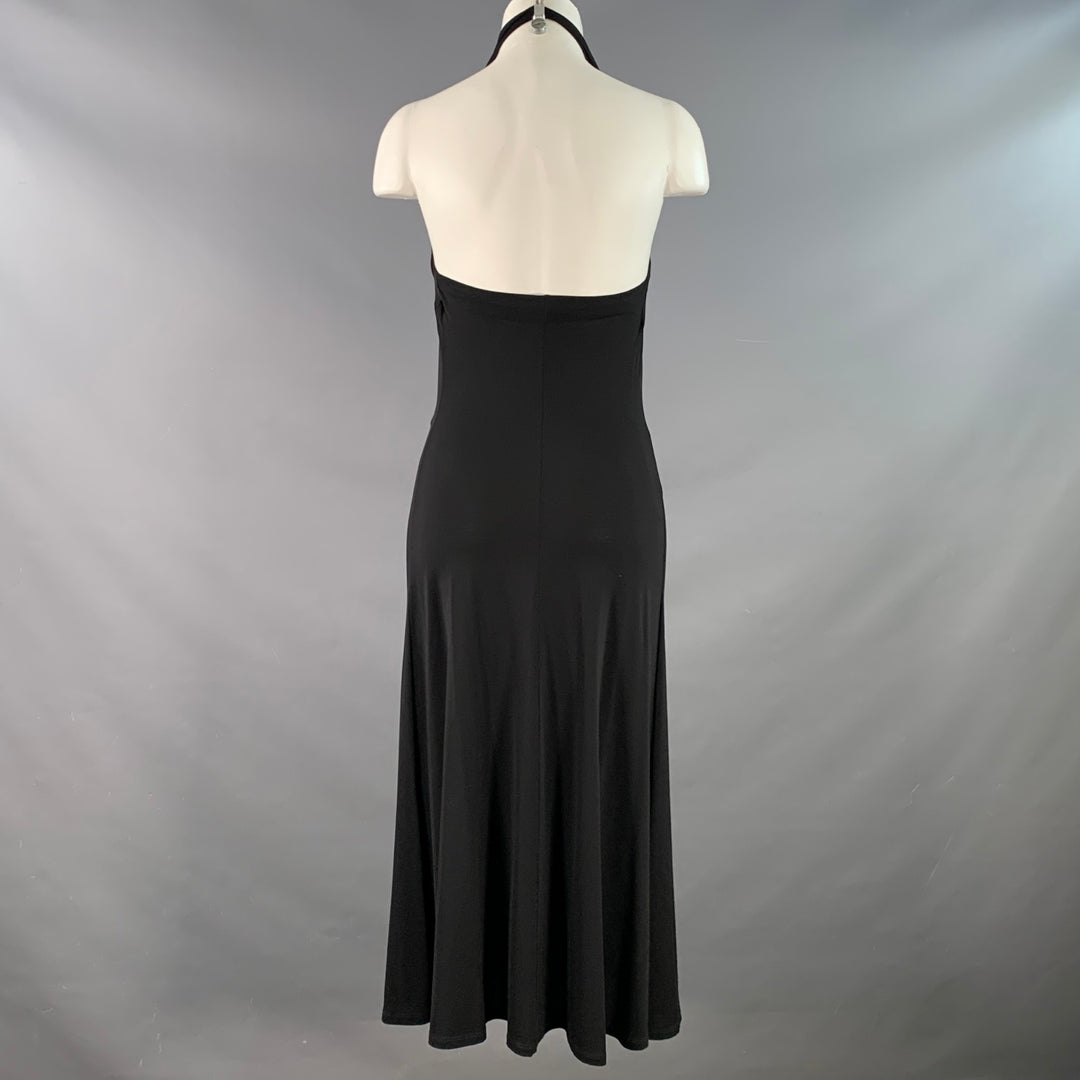 MAX MARA Size 2 Black Viscose Blend Jersey Halter Midi Dress
