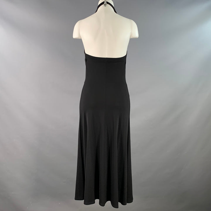 MAX MARA Size 2 Black Viscose Blend Jersey Halter Midi Dress