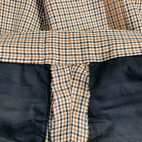 VALENTINO Taille 38 Costume en Laine à Carreaux Noirs, Blancs et Fauves avec Revers Cranté