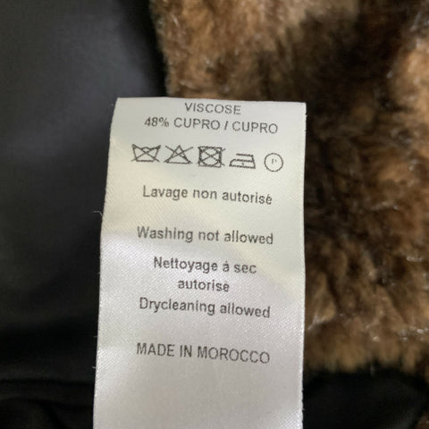 PACO RABANNE Size XS Brown Acrylic Blend Faux Fur Notch Lapel Coat