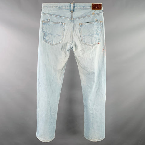 PRPS Size 28 Blue Distressed Cotton Straight Slim Five Pockets Jeans