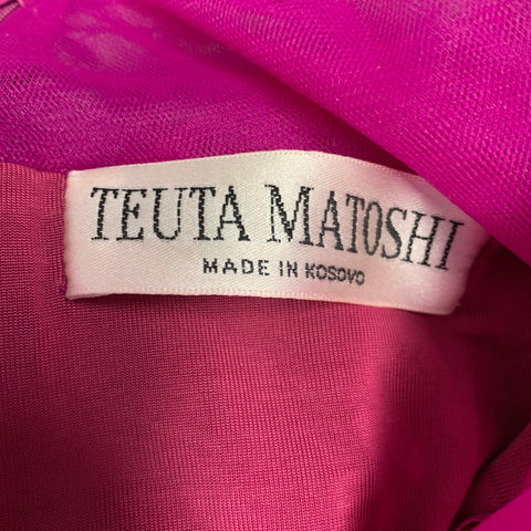 TEUTA MATOSHI Size S Purple Fuchsia Tulle Ruffled Sleeveless Gown