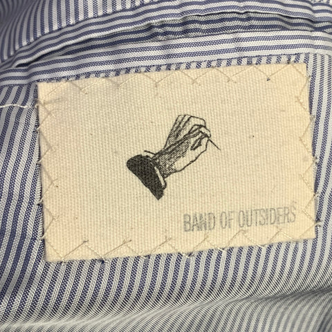 BAND OF OUTSIDERS Smoking croisé en laine à rayures bleu marine et noires, taille 38, revers châle