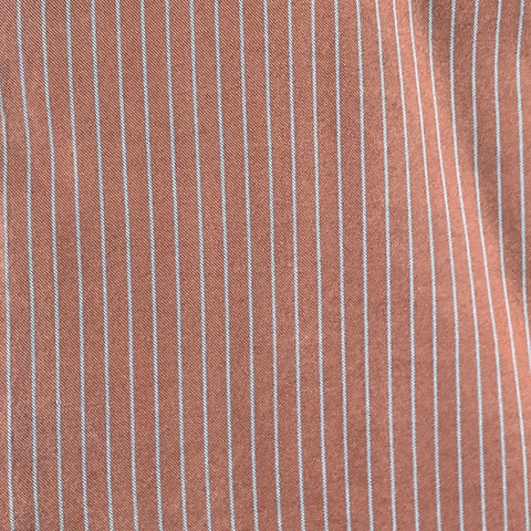 LUCIANO BARBERA Size L Burgundy Blue Stripe Cotton Silk Long Sleeve Shirt