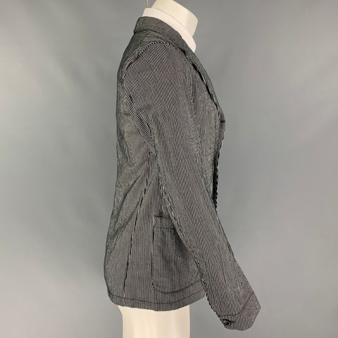 JS HOMESTEAD Taille M Manteau de sport à revers cranté à rayures noires et blanches