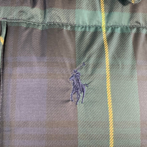 POLO by RALPH LAUREN Size L Green Black Yellow Plaid Nylon Quilted Puffer Jacket