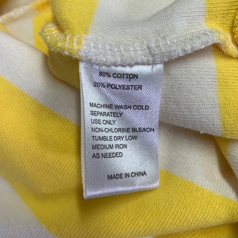TROVATA Taille S Jaune Blanc Coton Rayé Manches Courtes Haut Décontracté