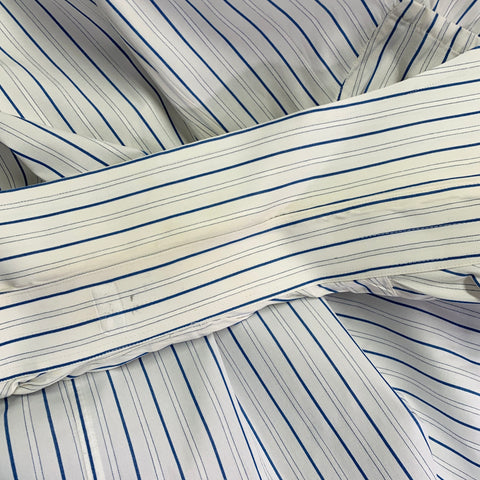 TURNBULL & ASSER Vintage Size L White Blue Stripe Cotton French Cuff Long Sleeve Shirt