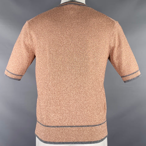 MARC JACOBS Size XS Rose Grey Metallic Viscose Blend Short Sleeve Pullover