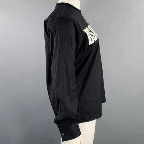 DSQUARED2 Size L Black White Logo Shirt Sleeves Pullover