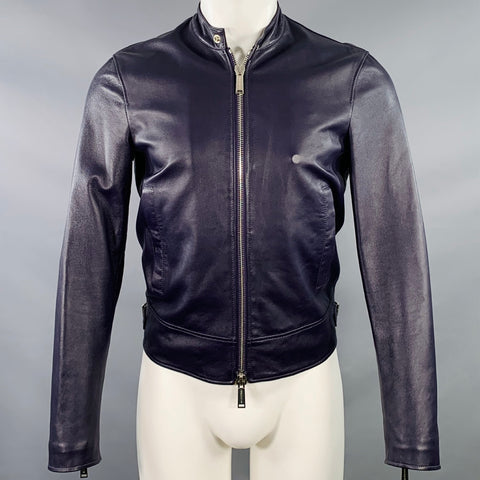DSQUARED2 Size 36 Purple Leather Motorcycle Jacket