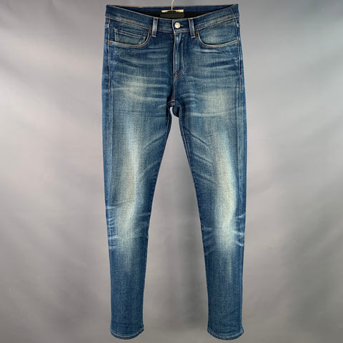 LEVI'S MADE & CRAFTED Size 29 Needle Narrow Blue Distressed Cotton Blend Skinny Jeans