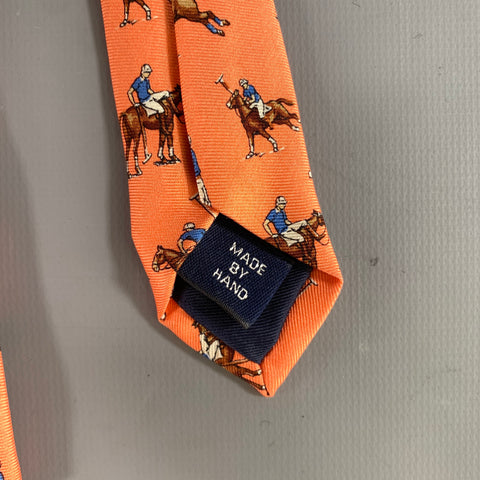 DOCUMENT Orange base with Horses Silk Tie