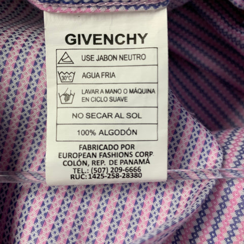 GIVENCHY Size M Pink Blue Stripe Modern Fit Long Sleeve Shirt