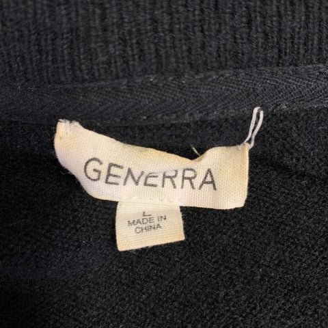 GENERRA Size L Black Knit Cashmere V-Neck Pullover