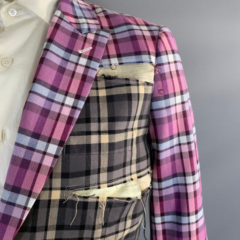 COMME des GARCONS HOMME PLUS AD2018 Chest Size L Purple Multi Color Cotton Plaid Sport Coat
