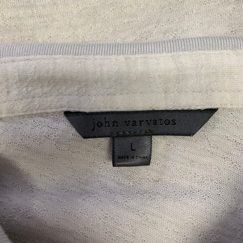 JOHN VARVATOS Size L Grey Knitted Wool Long Sleeve Polo