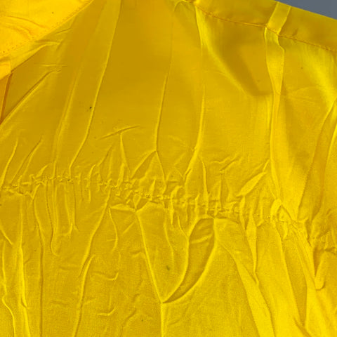 ISSEY MIYAKE Size XS Yellow Wrinkled Polyester Nehru Collar Oversized Long Sleeve Shirt