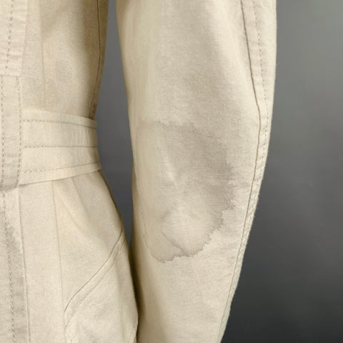 YOHJI YAMAMOTO Size XL Light Grey Cotton Belted Coat