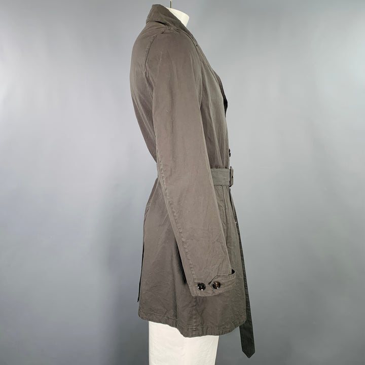 BURBERRY PRORSUM Size 42 Grey Charcoal Twill Cotton Single Breasted Coat