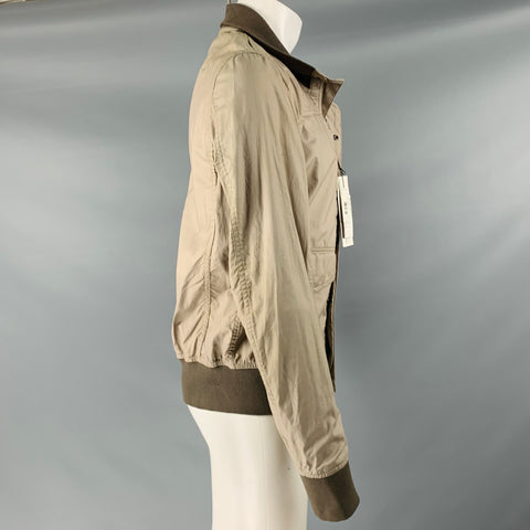 ADJUNTO Chaqueta con botones a presión y cremallera de algodón color caqui Talla M