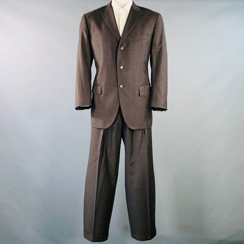 POLO by RALPH LAUREN Size 44 Regular Brown Black Glenplaid Notch Lapel Suit