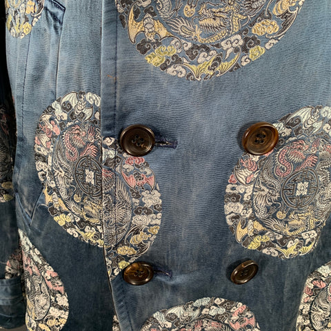 COMME des GARCONS HOMME PLUS  Size L Blue Black Jacquard Coat