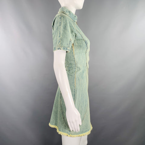 PRIVATE POLICY Size XS Blue Denim Acid Wash Mini Dress