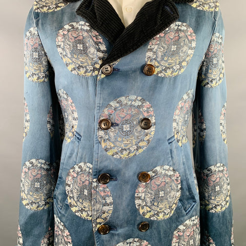 COMME des GARCONS HOMME PLUS  Size L Blue Black Jacquard Coat