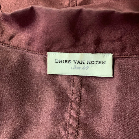 DRIES VAN NOTEN Size S Burgundy Tan Figures Short Sleeve Shirt