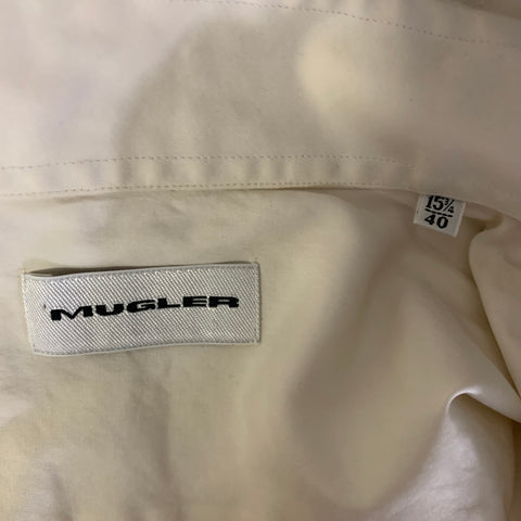 MUGLER Size M White Cotton Button Up Long Sleeve Shirt