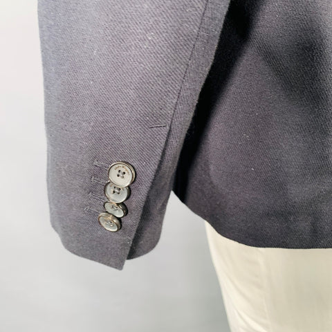 SALVATORE FERRAGAMO Size 42 Navy Twill Virgin Wool Cotton Sport Coat