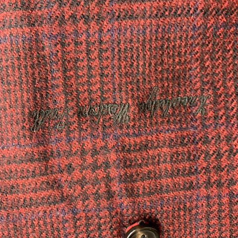 ROBERT GRAHAM Size 44 Burgundy Black Plaid Wool Notch Lapel Sport Coat