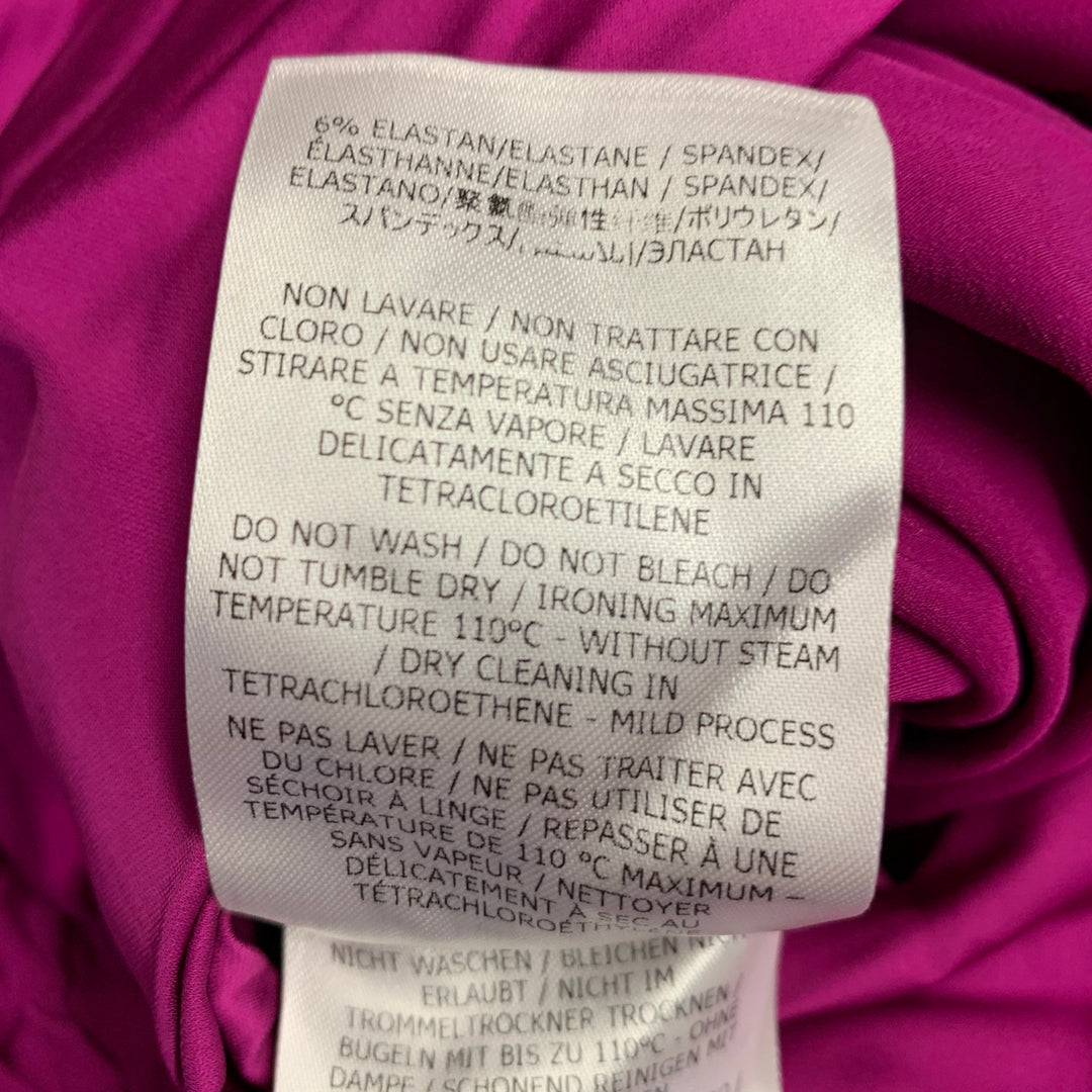 STELLA McCARTNEY Size 2 Purple Raspberry Viscose Blend Ruched Long Sleeve Cocktail Dress