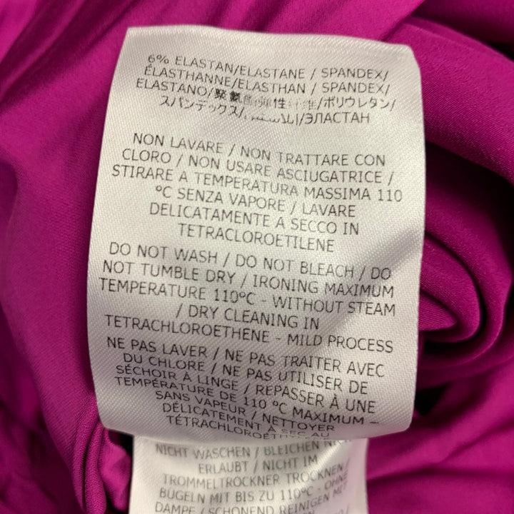 STELLA McCARTNEY Size 2 Purple Raspberry Viscose Blend Ruched Long Sleeve Cocktail Dress