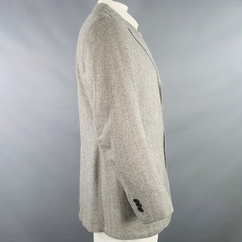 O'CONNELL'S Size L Grey Herringbone Cashmere Notch Lapel Sport Coat