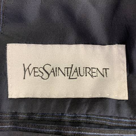 YVES SAINT LAURENT Size 42 Long Navy Blue Stripe Wool Notch Lapel Suit
