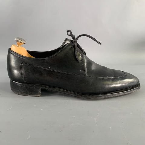 JOHN LOBB WELHAM Size 9 Black Leather Pointed Toe Lace Up Shoes