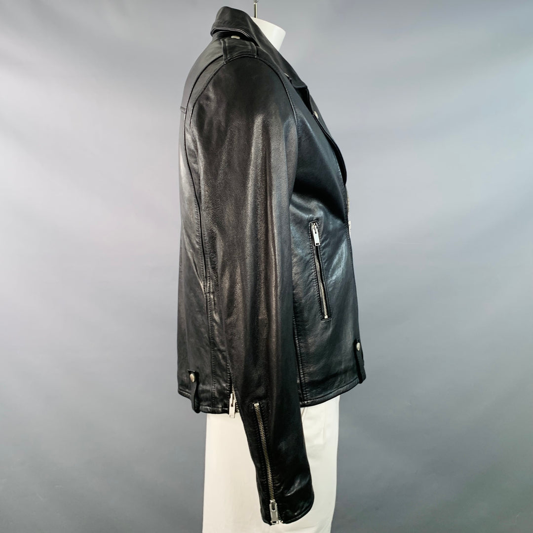 ZADIG & VOLTAIRE Size L Louis Black Sheepskin Leather Biker Jacket