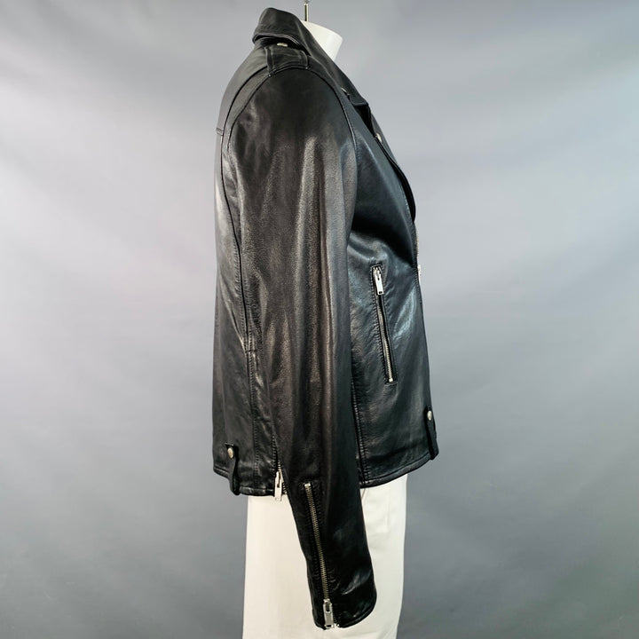 ZADIG & VOLTAIRE Size L Louis Black Sheepskin Leather Biker Jacket