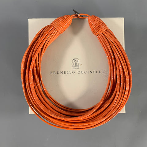 BRUNELLO CUCINELLI Orange Leather Necklace