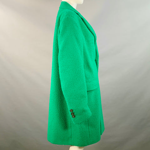 DSQUARED2 Size S Green Wool Textured Faux Fur Notch Lapel Coat