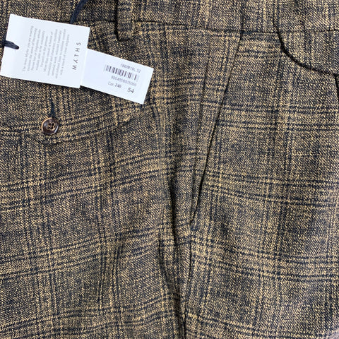 MYTHS Size 38 Yellow Black Plaid Wool Cotton Zip Fly Dress Pants