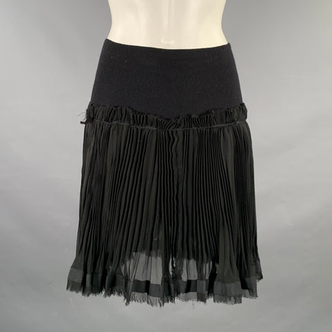 SACAI Size S Black Silk Cashmere Pleated Corset Skirt