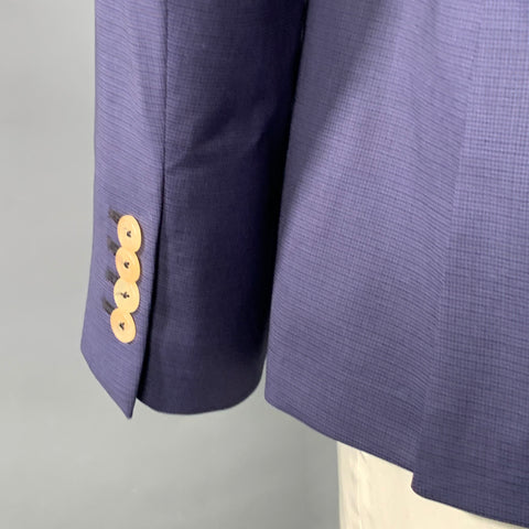 PAUL SMITH Size 44 Blue Grid Wool Notch Lapel Sport Coat