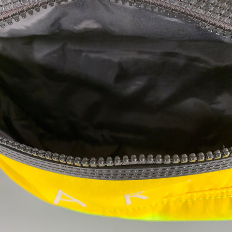 KENZO Yellow Black Logo Nylon Leather Double Zipper Belt Bag