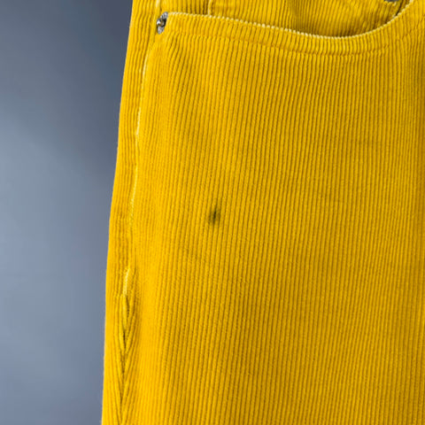 DRIES VAN NOTEN Size 32 Yellow Corduroy Cotton Button Fly Casual Pants