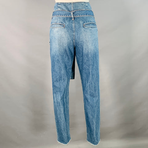 DL1961 Size 26 Blue Cotton Denim High Waisted Pleated Belted Jeans