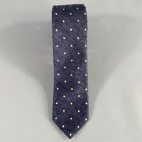 STEVEN ALAN Navy White Dots Silk Tie